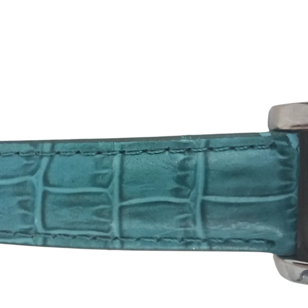 Gruen Embassy Silver Tone Watch Turquoise Teal Leather Band New Battery